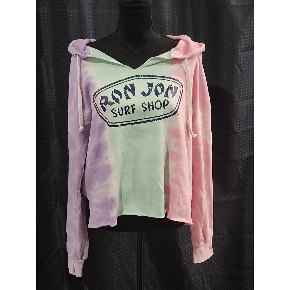 Ron Jon Surf Shop Pastel‎ Tie Dye Cropped Hoodie Sweatshirt Purple Pink Mint